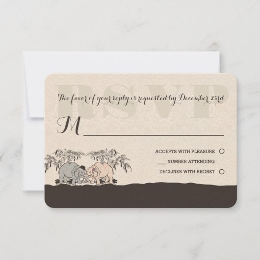 Elephant Liebe Wedding Rsvp Card Karte (Vorderseite)