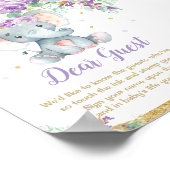 Elephant Lila Baby Shower Thumbprint Gästebuch (Ecke)