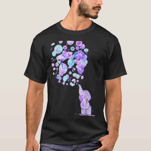 Elephant Lila Blue Balloons Rheumatoide Arthritis T-Shirt (Vorderseite)