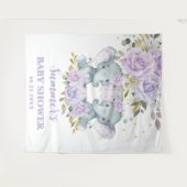 Elephant Lila Floral Twins Babydusche Hintergrund Wandteppich (Vorderseite (Horizontal))
