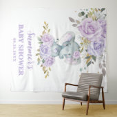 Elephant Lila Lilac Floral Baby Dusche Hintergrund Wandteppich (Beispiel (Horizontal))