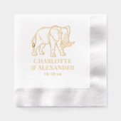 Elephant Line Art #2 Ehepaare Datum Servietten Mit Folie (Vorderseite)
