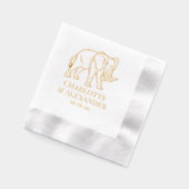 Elephant Line Art #2 Ehepaare Datum Servietten Mit Folie (Links)