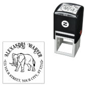 Elephant Line Art #2 Round Name Rücksendeadresse Permastempel (Beispiel)
