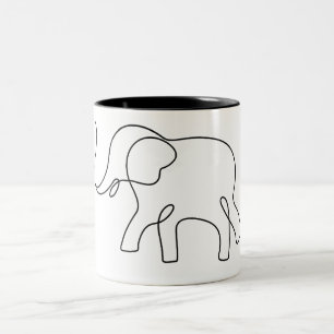 Elephant Line Art Logo Tasse