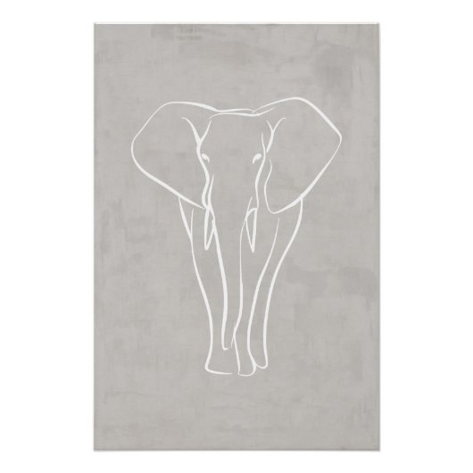 Elephant Line Art | Minimalistisch Safari-Poster Poster (Vorderseite)
