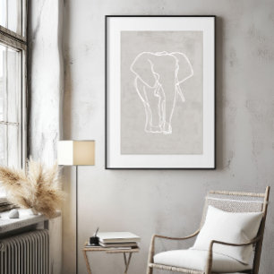 Elephant Line Art Minimalistisch Safari-Poster Poster