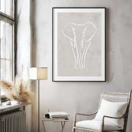Elephant Line Art | Minimalistisch Safari-Poster Poster