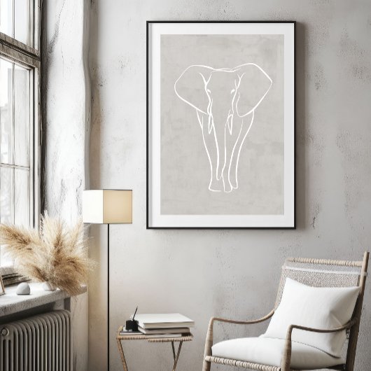 Elephant Line Art | Minimalistisch Safari-Poster Poster