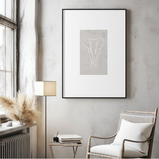 Elephant Line Art | Minimalistisch Safari-Poster Poster