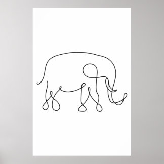 Elephant Line Art Poster