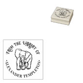 Elephant Line Art Round Library Name Gummistempel (Stempel)