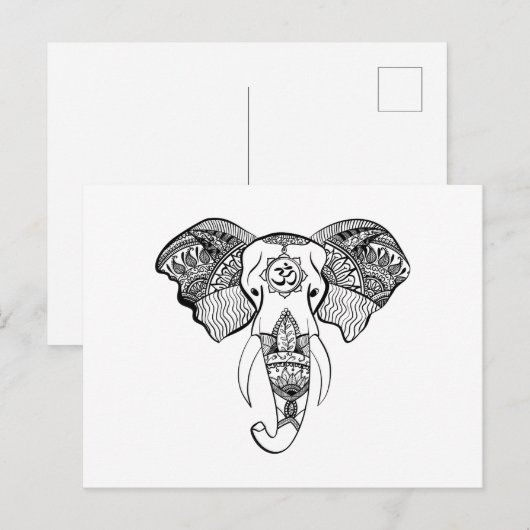 Elephant Line Zeichnend Postkarte (Vorne/Hinten)