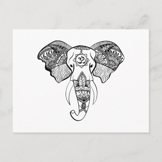 Elephant Line Zeichnend Postkarte (Vorderseite)