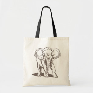 Elephant Line Zeichnend Tragetasche