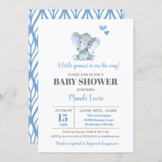 Elephant Little Peanut Boy Babydusche Einladung