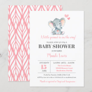 Elephant Little Peanut Girl Babydusche Einladung