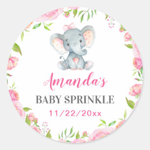 Elephant Little Peanut Girl Babydusche Sprinkle Runder Aufkleber