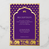 Elephant & Lotus Blume Indische Hochzeitsempfehlun Folieneinladung (Vorderseite)