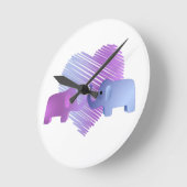 Elephant Love Runde Wanduhr (Winkel)