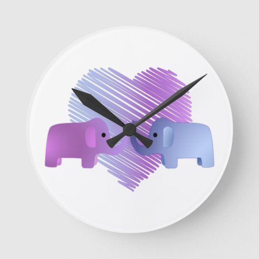 Elephant Love Runde Wanduhr (Vorderseite)