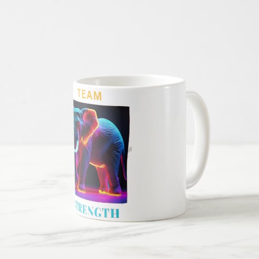 "ELEPHANT LOVER TEAM STRENGTH" KAFFEETASSE (VorderseiteRechts)