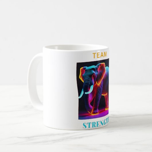 "ELEPHANT LOVER TEAM STRENGTH" KAFFEETASSE (Vorderseite Links)