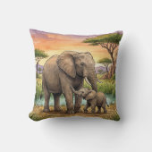 Elephant Mama And Calf Safari Animals  Kissen (Vorderseite)