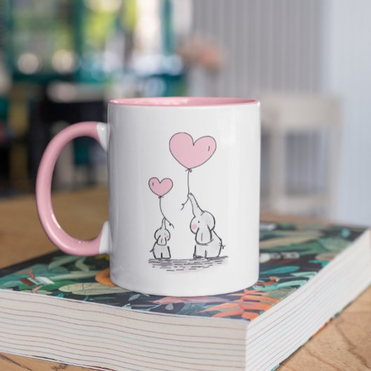 Elephant Mama & Baby Pink Mother's Day Babydusche Tasse
