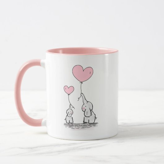 Elephant Mama & Baby Pink Mother's Day Babydusche Tasse (Links)