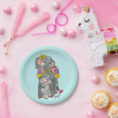 Elephant Mama und Baby Party Teller Blue (Party)