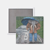 Elephant Man Dog Walking Fantasy Art Button Magnet (Vorderseite/Rückseite)