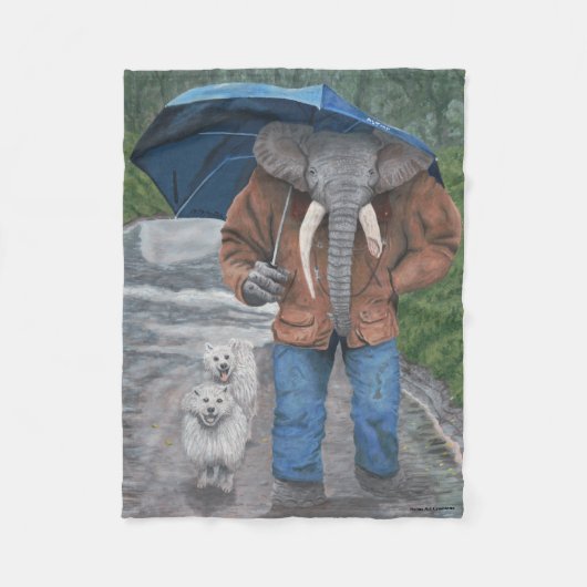 Elephant Man Dog Wandern Fantasy Art Blanket Fleecedecke (Vorderseite)