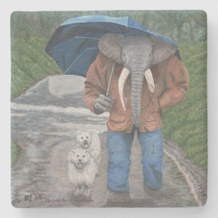 Elephant Man Dog Wandern Fantasy Art Stone Unterse Steinuntersetzer