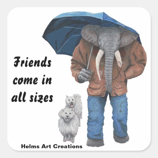 Elephant Man Walking Dogs Fantasy Art Stickers (Vorderseite)