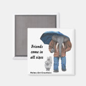 Elephant Man Walking Dogs Fantasy Button Magnet (Vorderseite/Rückseite)