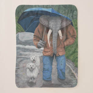 Elephant Man Walking Dogs Fantasy Sherpa Blanket Sherpadecke