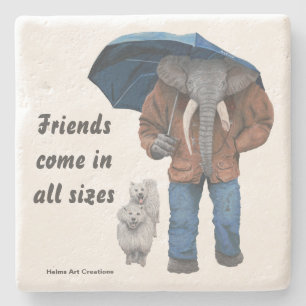 Elephant Man Walking Dogs Fantasy Stone Untersetze Steinuntersetzer