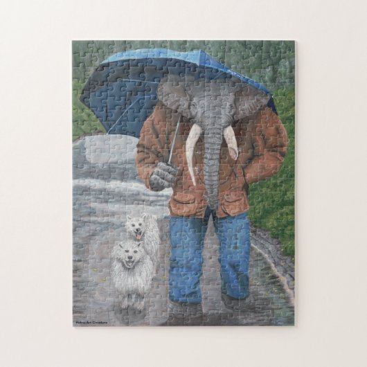 Elephant Man Walking Hunde Fantasy Medium Puzzle (Vertikal)
