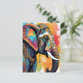 Elephant Mandala Aquarell Postkarte (Stehend Vorderseite)
