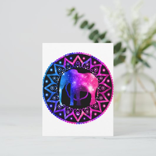 Elephant Mandala Postkarte (Stehend Vorderseite)