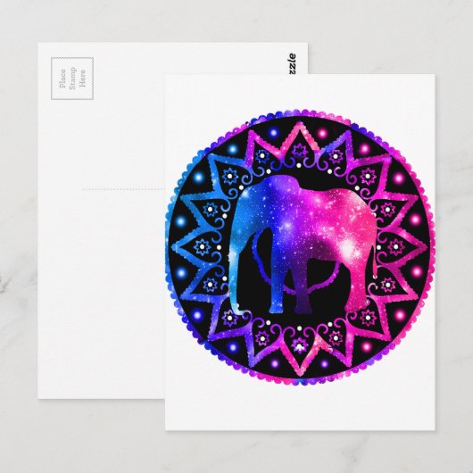 Elephant Mandala Postkarte (Vorne/Hinten)