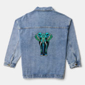 Elephant Mandala Silhouette Jeansjacke (Rückseite)