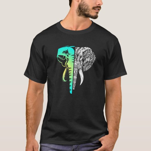 Elephant Mandala Wilderness Safari Afrika Indien W T-Shirt (Vorderseite)