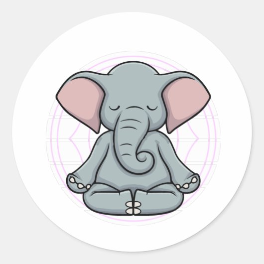 Elephant Mediation Yoga Zen Runder Aufkleber (Vorderseite)