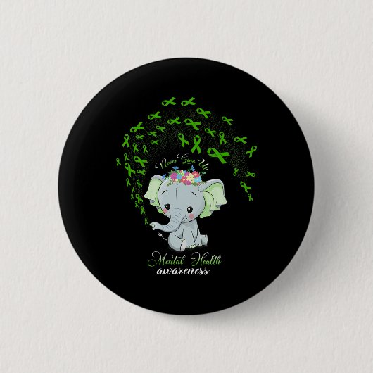 Elephant Mental Health Awareness Gift Warriors Men Button (Vorderseite)