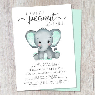Elephant Mint Green Watercolor Baby Sprinkle Einladung