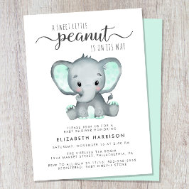 Elephant Mint Green Watercolor Babydusche Einladung