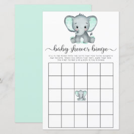 Elephant Mint Watercolor Baby Bingo Showspiel