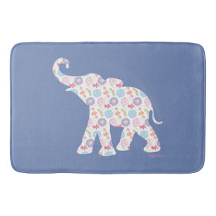 Elephant mit Aquarellfarben-Blume-Muster einzigart Badematte
